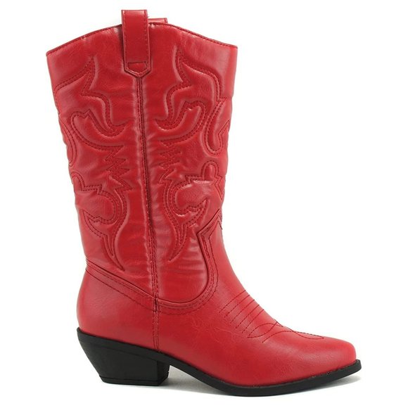 Soda Reno Rerun Women Western Cowboy Pointed Toe Knee High Pull On Tabs Boots - Picture 2 of 4